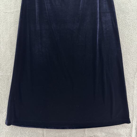 VTG Talbots Skirt Womens M Purple Black Velvet Pullon Elastic Waist Maxi Length - Picture 3 of 11